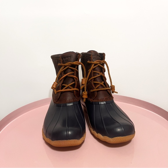 Sperry Saltwater Duck Boot Brown Leather and Navy - Picture 3 of 11